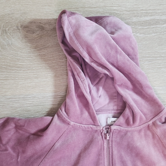 ZARA TRF ZIP East Side Pink FRONT HOODIE Size Medium - Picture 5 of 6